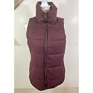 Old Navy Full Zip Textured Puffer Fleece Lined Vest Pockets Maroon Sz M